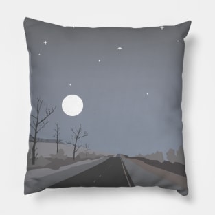 Late evening landscape in minimalism art style. Pillow