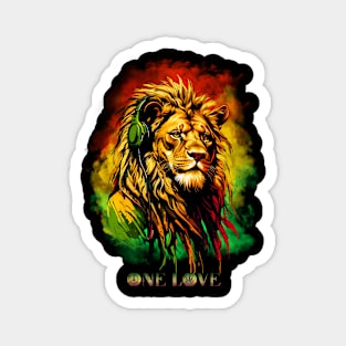 One Love Reggae Rasta Lion Magnet