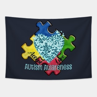 Autism Awareness Puzzle and Butterflies Design Tapestry
