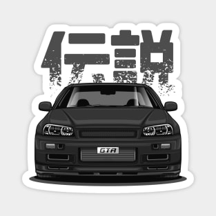 Skyline GTR R34 - Brilliant Black (Front View Design) Magnet