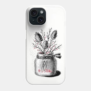 Winter still life with pine cones and branches, very elegant and atmospheric Phone Case