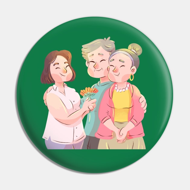 Watercolor Korean Parent Pin by Mako Design 