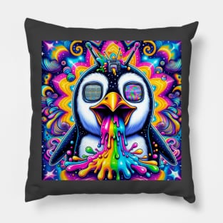 trippy alien space penguin Pillow