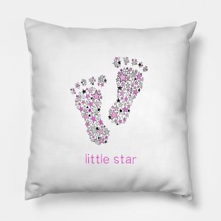 Little Star Cute Baby Feet - Pink Print Pillow