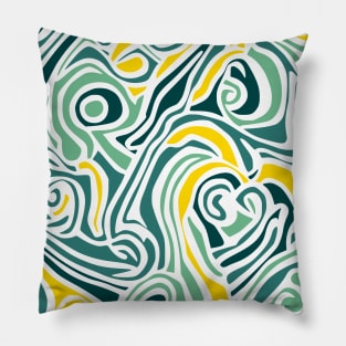 Swirl Green Yellow Abstract Art Pillow