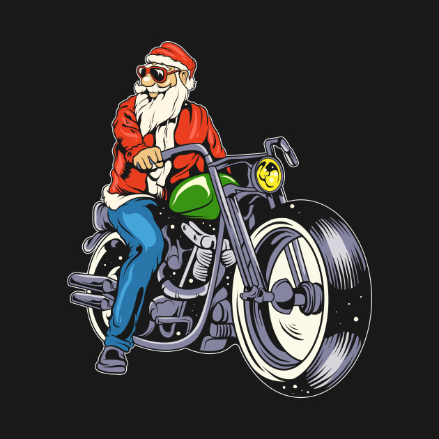 Discover Santa Claus Riding a Motorbike Christmas Gift - Santa Claus - T-Shirt