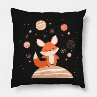 Cute Red Space Fox Pillow