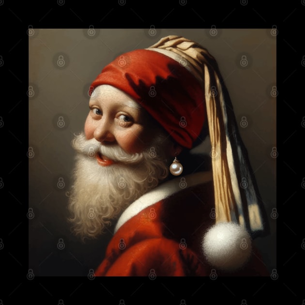 Santa in the Style of Vermeer's Masterpiece - Holiday Parody Art by Edd Paint Something