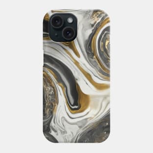 GOLD WHITE AND BLACK LIQUID MARBLE DESIGN Phone Case