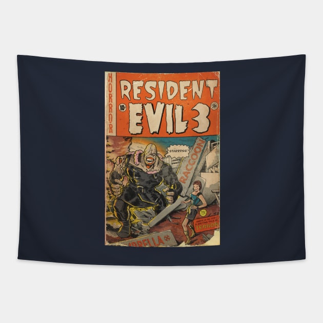 Resident Evil 3 fan art comic book cover Tapestry by MarkScicluna