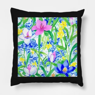 Preppy wild flowers seamless pattern Pillow