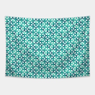 Geometric Flower Petal Pattern (Green) Tapestry