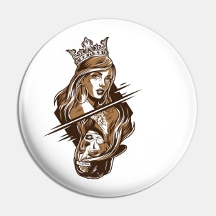 Chicano girls wearing crown and baseball cap Pin