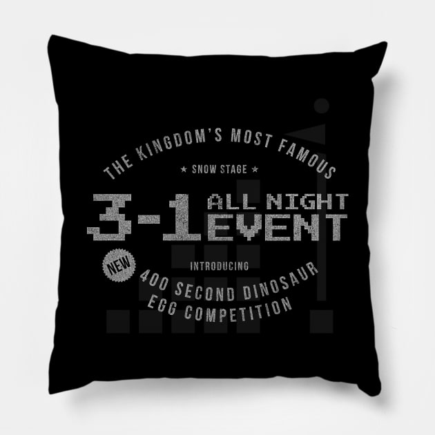 3-1 ALL NIGHT EVENT Pillow by Artful Raccoon