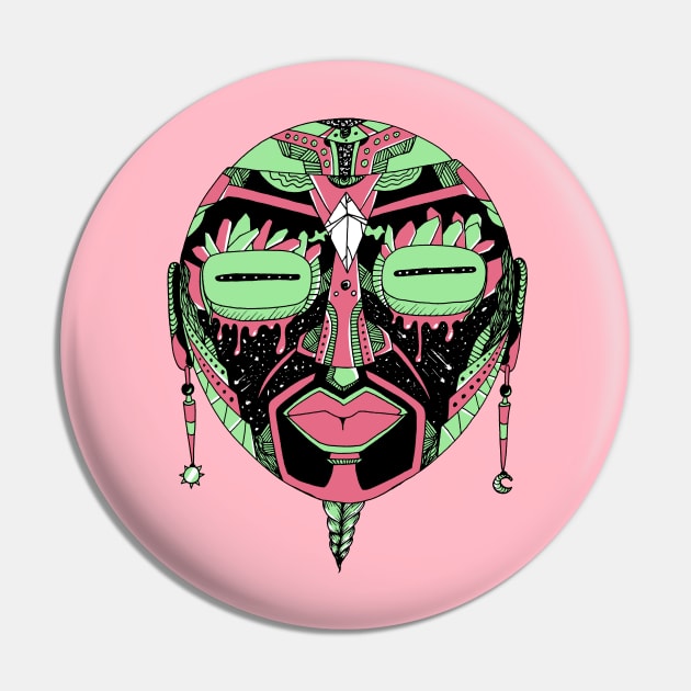 Pink Mint African Mask 2 Pin by kenallouis