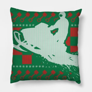 Snowmobile Ugly Christmas Sweater Pillow