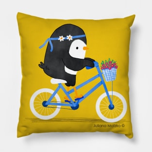 Penguin on a bike Pillow