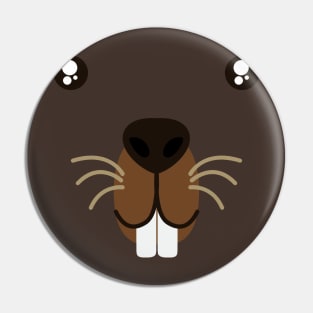 Groundhog Day Beaver Cute Animal Face Costume Pin