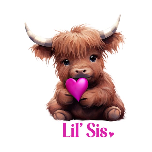 Lil Sis Little Sister Cute Baby Highland Cow by k8creates