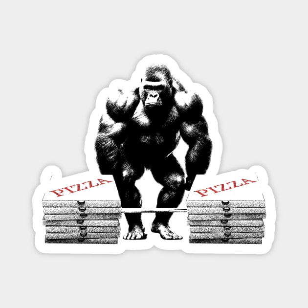 Gorilla Lifting Boxes of Pizza Funny Magnet by DesignArchitect