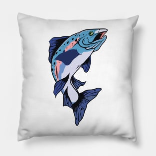 Fishing Trout Illustration Pillow