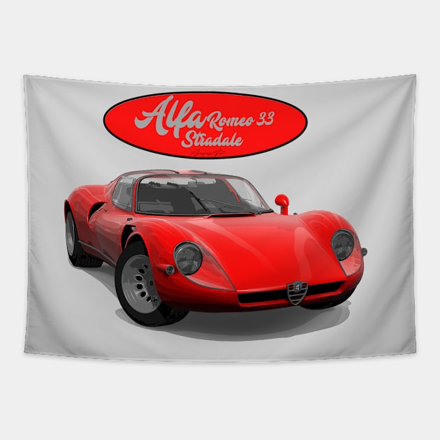 Alfa Romeo 33 stradale Red Tapestry by PjesusArt