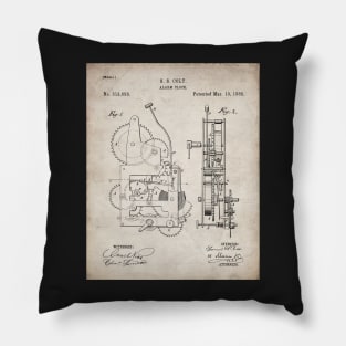 Alarm Clock Patent - Clockmaker Chronometer Art - Antique Pillow