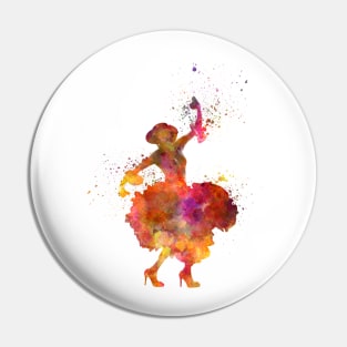 Gypsy woman dancing flamenco dancer silhouette in watercolor Pin