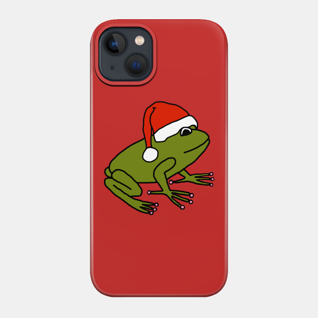 Cute Frog Wearing a Christmas Santa Hat - Holidays - Phone Case