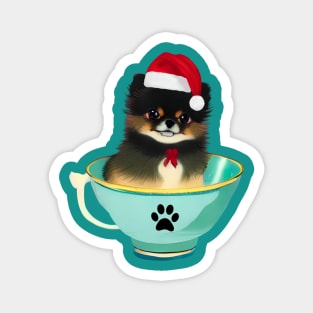 Christmas Dog Teacup Pomeranian Puppy Youre My Cup of Japanese Tea Xmas Animals Magnet