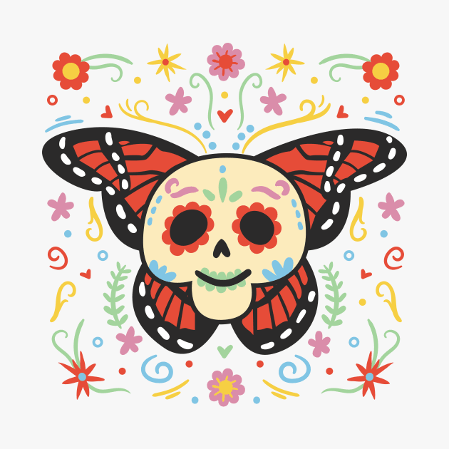 Adorable Sugar Skull Butterfly // Cute Day of the Dead by SLAG_Creative