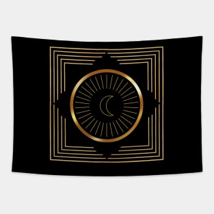 Mystic Golden Moon Circle Tapestry