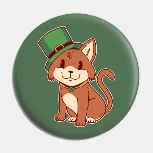 Ginger Cat with Leprechaun Hat Pin