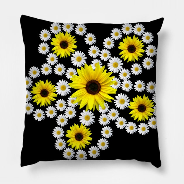 daisies sunflower blooms blossom floral daisy pattern Pillow by rh_naturestyles