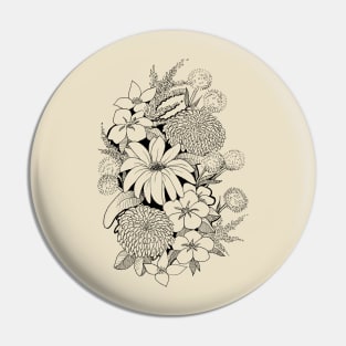 Wildflower bouquet - Line art Pin