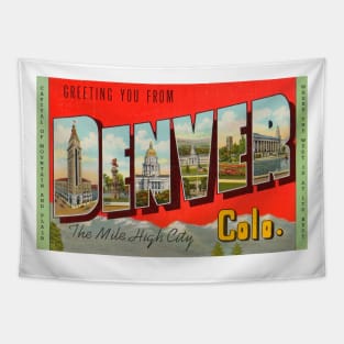Greetings from Denver Colorado - Vintage Large Letter Postcard Tapestry