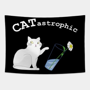 CATastrophic, cat tipping glass Tapestry