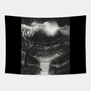 Winter Mountain River Falls Tapestry