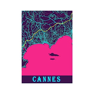 Cannes Neon City Map, Cannes Minimalist City Map Art Print T-Shirt