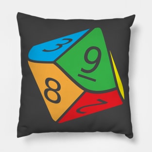 d10 Dice RPG Shirt | Multi Color Design Pillow