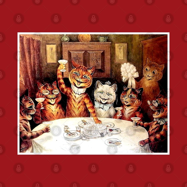 Cat Wedding Celebration : A Louis Wain abstract psychedelic Art Print by posterbobs