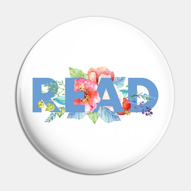 Floral READ Pin by literarylifestylecompany