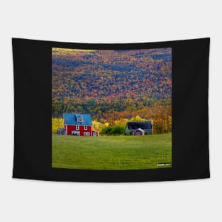 Farm House and Barn in Autumn Colors Tapestry