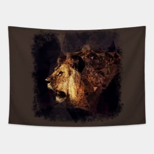 Low poly Golden Lion Tapestry