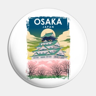 Osaka Japan Vintage Minimal Retro Travel Poster Pin