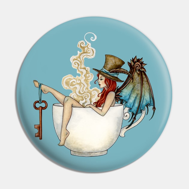 Steam Bath Pin by AmyBrownArt