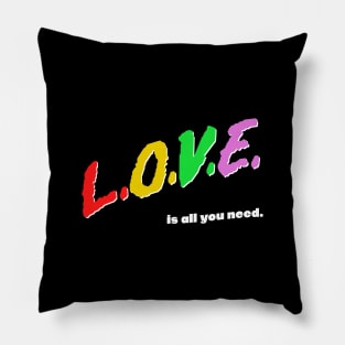 Love Is All You Need / Rainbow Retro Typography Design Pillow