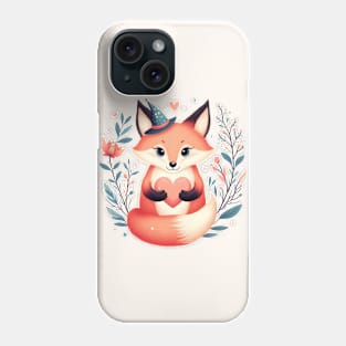 Cute Fox Holding a Heart Phone Case