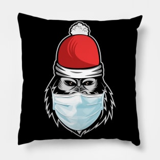 Gorilla Face Wear in Christmas Cap and Face Mask Pillow