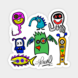 aliens doodles art Magnet